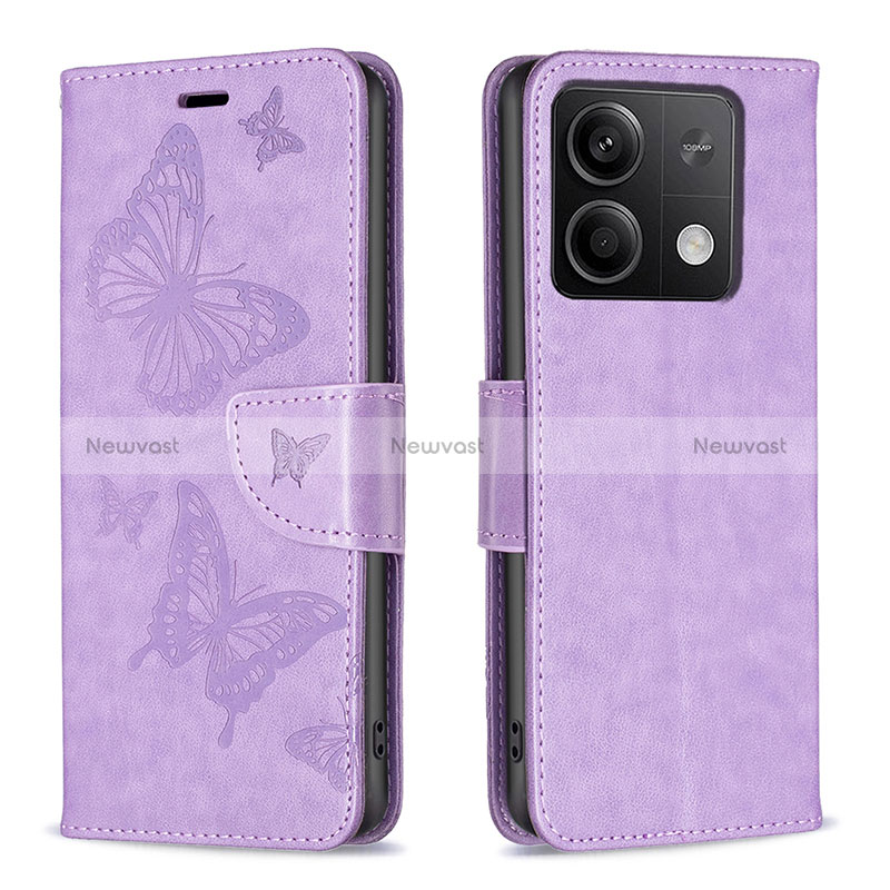 Leather Case Stands Butterfly Flip Cover Holder B01F for Xiaomi Redmi Note 13 5G