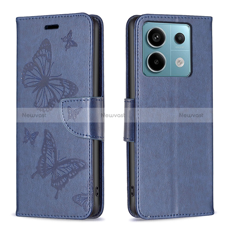 Leather Case Stands Butterfly Flip Cover Holder B01F for Xiaomi Redmi Note 13 Pro 5G