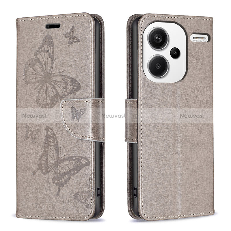 Leather Case Stands Butterfly Flip Cover Holder B01F for Xiaomi Redmi Note 13 Pro+ Plus 5G