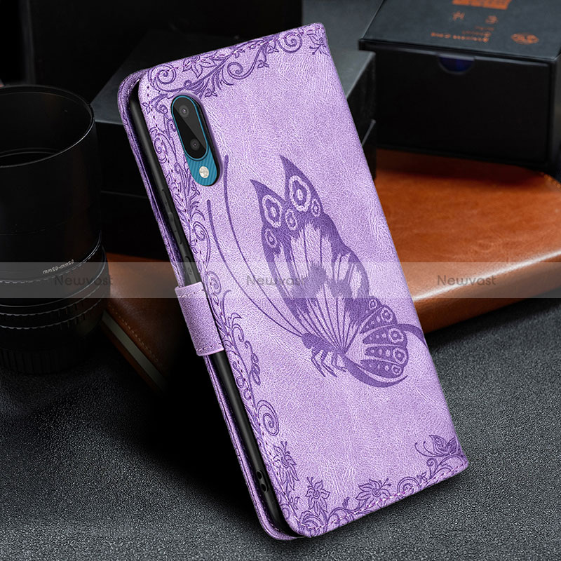 Leather Case Stands Butterfly Flip Cover Holder B02F for Samsung Galaxy A02