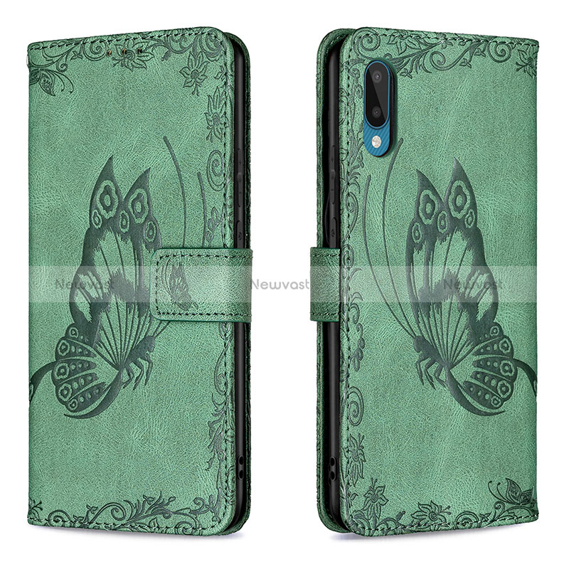 Leather Case Stands Butterfly Flip Cover Holder B02F for Samsung Galaxy A02