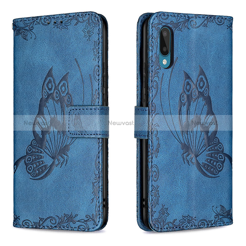 Leather Case Stands Butterfly Flip Cover Holder B02F for Samsung Galaxy A02