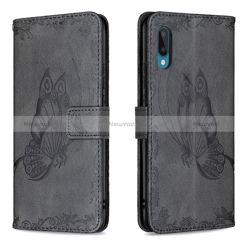 Leather Case Stands Butterfly Flip Cover Holder B02F for Samsung Galaxy A02