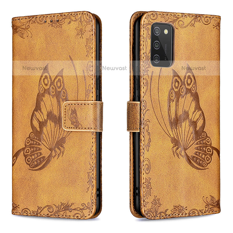Leather Case Stands Butterfly Flip Cover Holder B02F for Samsung Galaxy A02s
