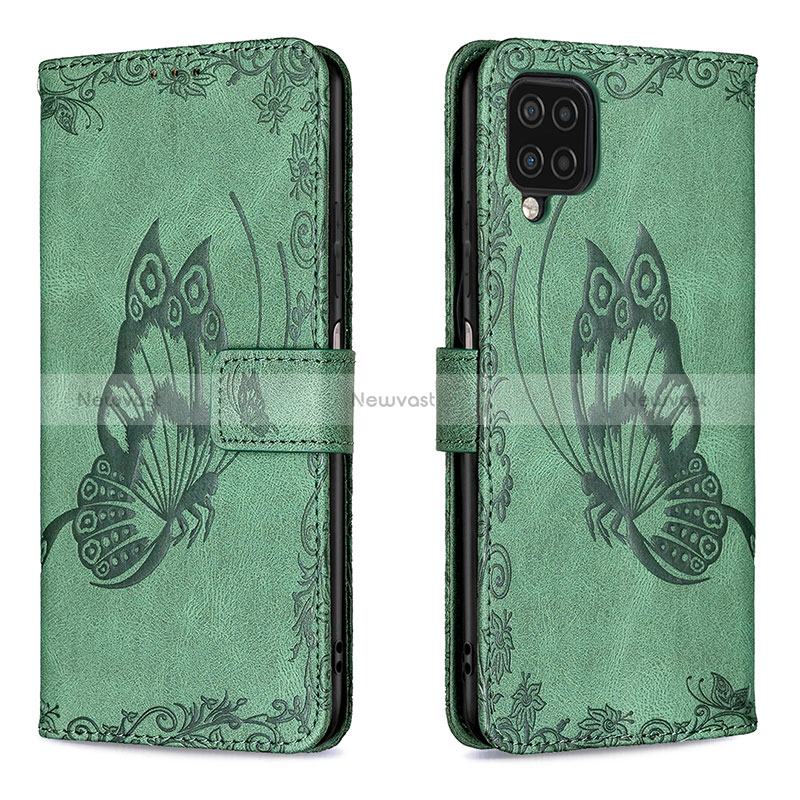 Leather Case Stands Butterfly Flip Cover Holder B02F for Samsung Galaxy A12 5G