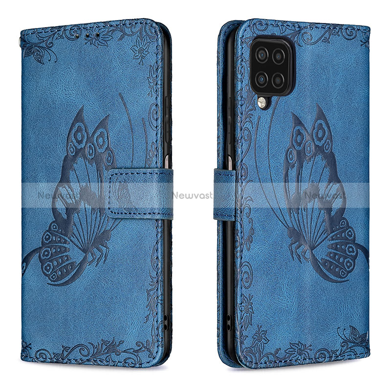 Leather Case Stands Butterfly Flip Cover Holder B02F for Samsung Galaxy A12 5G