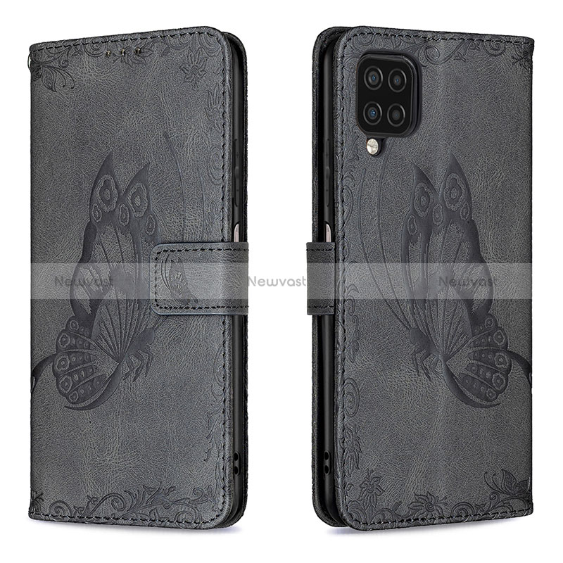 Leather Case Stands Butterfly Flip Cover Holder B02F for Samsung Galaxy A12 5G