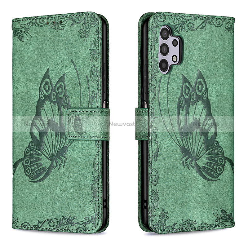 Leather Case Stands Butterfly Flip Cover Holder B02F for Samsung Galaxy A32 4G