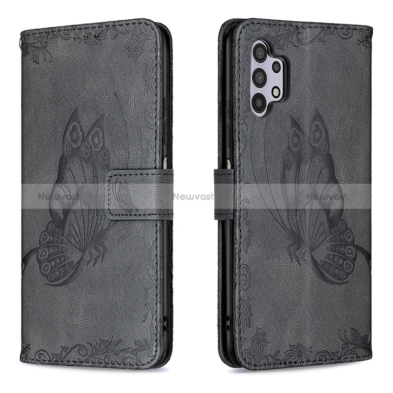 Leather Case Stands Butterfly Flip Cover Holder B02F for Samsung Galaxy A32 4G