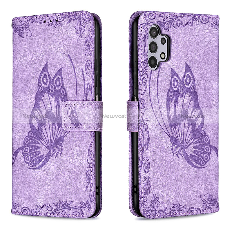 Leather Case Stands Butterfly Flip Cover Holder B02F for Samsung Galaxy A32 4G