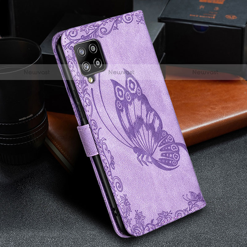 Leather Case Stands Butterfly Flip Cover Holder B02F for Samsung Galaxy A42 5G