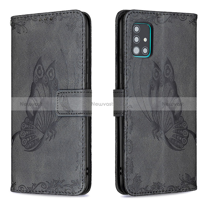 Leather Case Stands Butterfly Flip Cover Holder B02F for Samsung Galaxy A51 5G