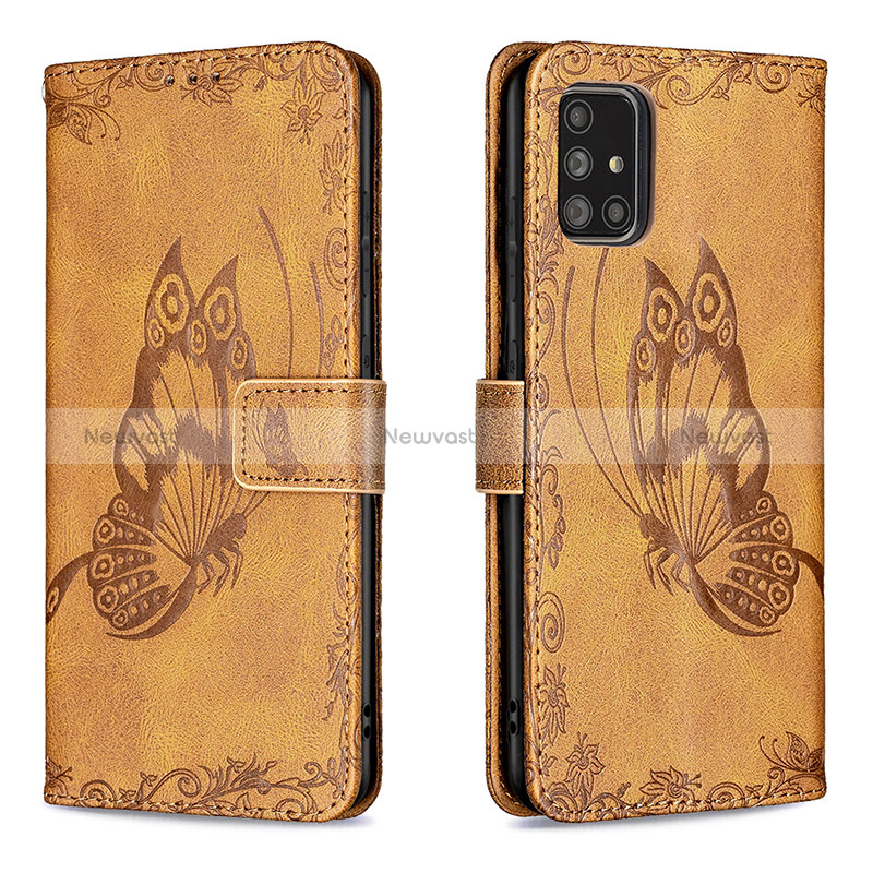 Leather Case Stands Butterfly Flip Cover Holder B02F for Samsung Galaxy A71 5G