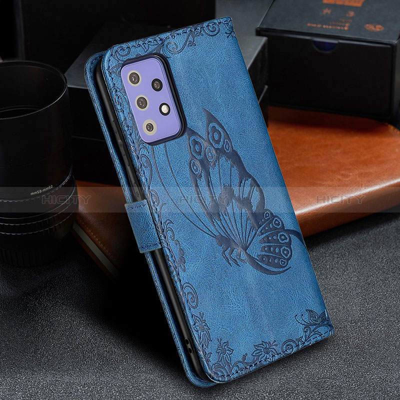 Leather Case Stands Butterfly Flip Cover Holder B02F for Samsung Galaxy A72 4G