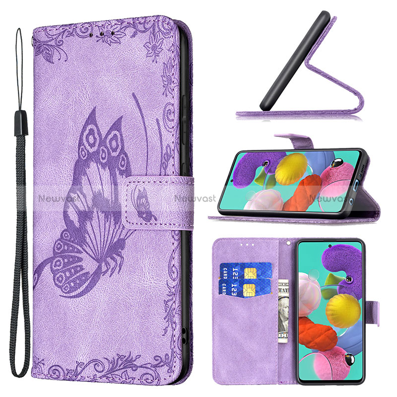 Leather Case Stands Butterfly Flip Cover Holder B02F for Samsung Galaxy M40S