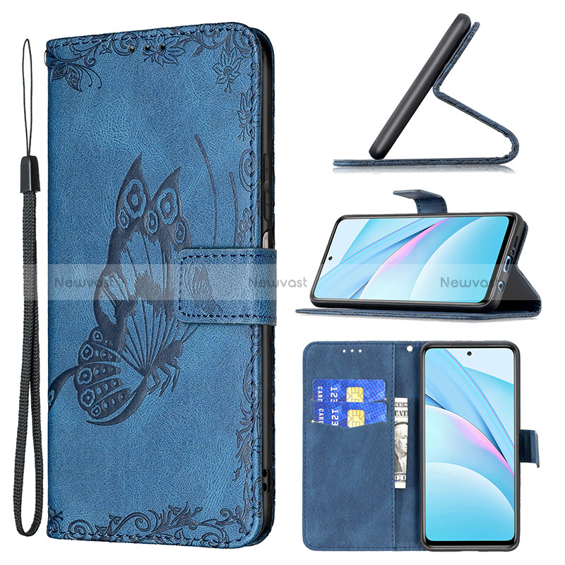 Leather Case Stands Butterfly Flip Cover Holder B02F for Xiaomi Mi 10i 5G