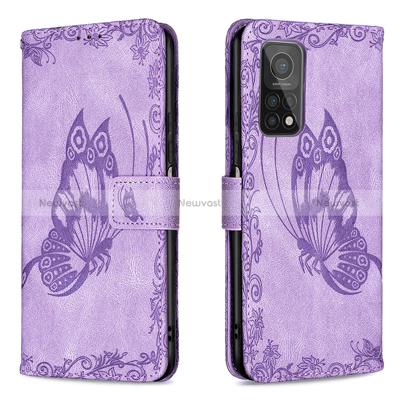 Leather Case Stands Butterfly Flip Cover Holder B02F for Xiaomi Mi 10T 5G