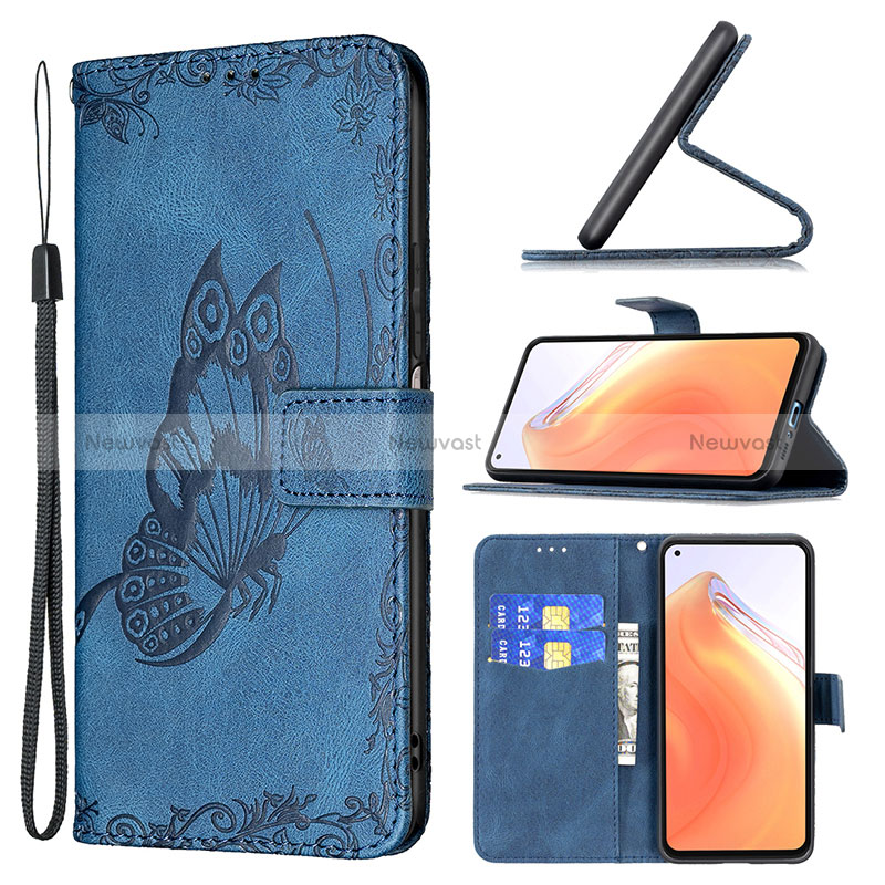 Leather Case Stands Butterfly Flip Cover Holder B02F for Xiaomi Mi 10T 5G