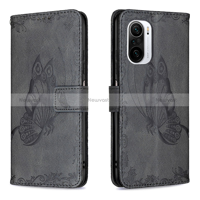 Leather Case Stands Butterfly Flip Cover Holder B02F for Xiaomi Mi 11i 5G