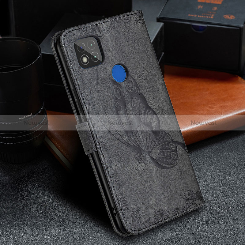 Leather Case Stands Butterfly Flip Cover Holder B02F for Xiaomi POCO C31