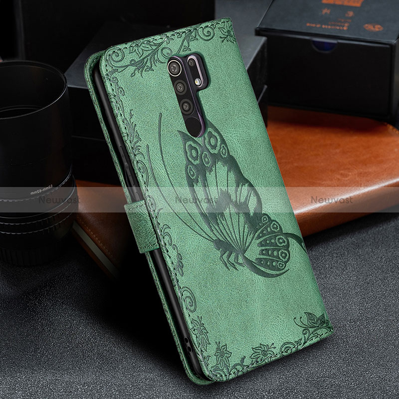 Leather Case Stands Butterfly Flip Cover Holder B02F for Xiaomi Poco M2