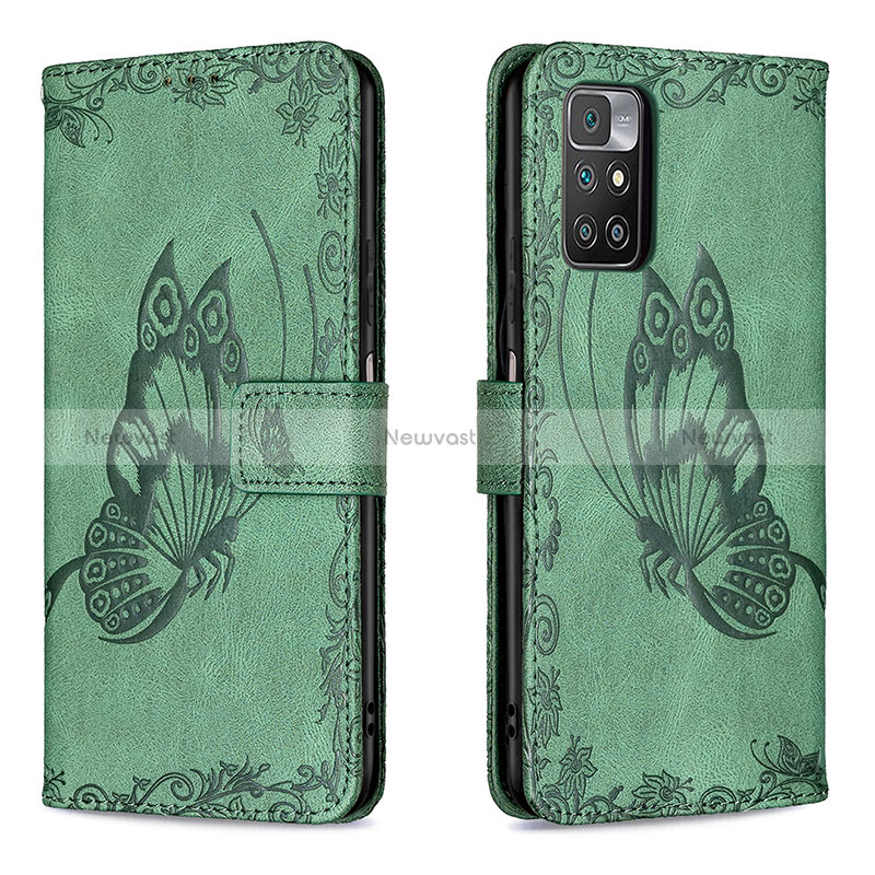 Leather Case Stands Butterfly Flip Cover Holder B02F for Xiaomi Redmi 10 (2022)