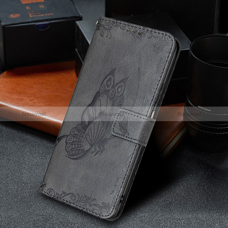 Leather Case Stands Butterfly Flip Cover Holder B02F for Xiaomi Redmi 10 4G