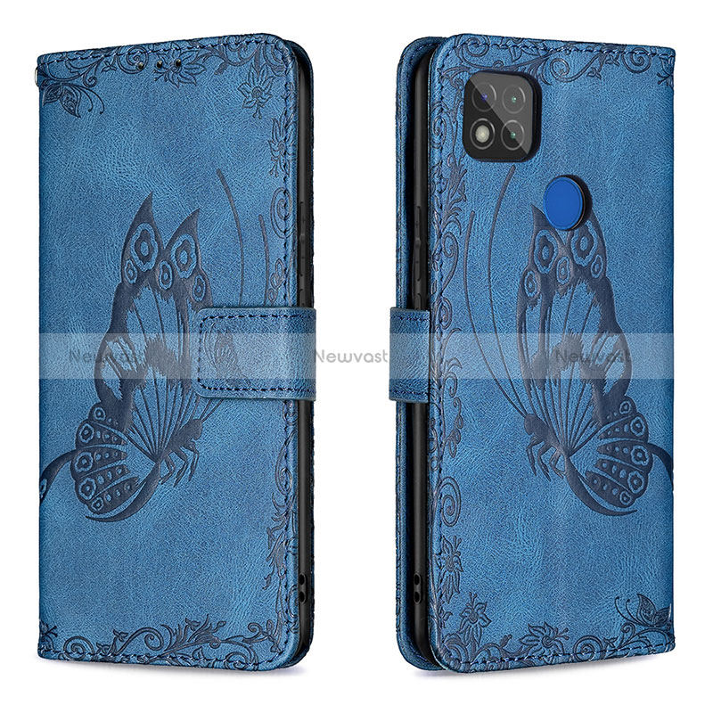 Leather Case Stands Butterfly Flip Cover Holder B02F for Xiaomi Redmi 10A 4G