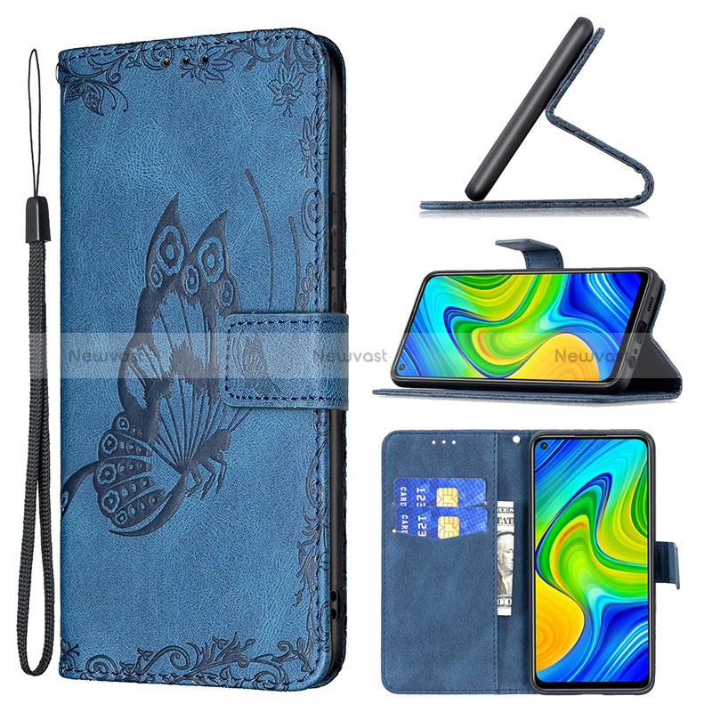 Leather Case Stands Butterfly Flip Cover Holder B02F for Xiaomi Redmi 10X 4G