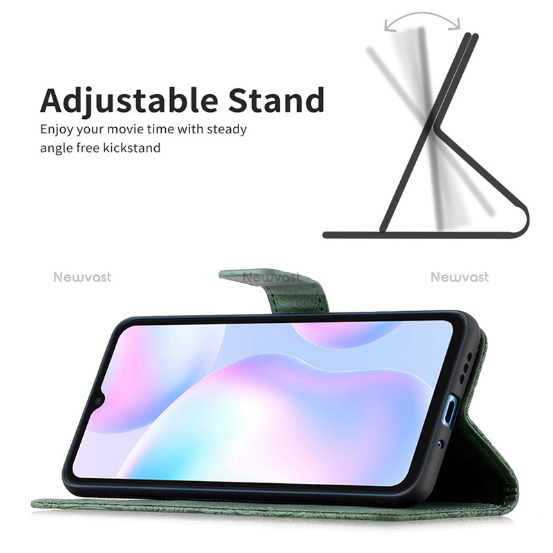 Leather Case Stands Butterfly Flip Cover Holder B02F for Xiaomi Redmi 9A