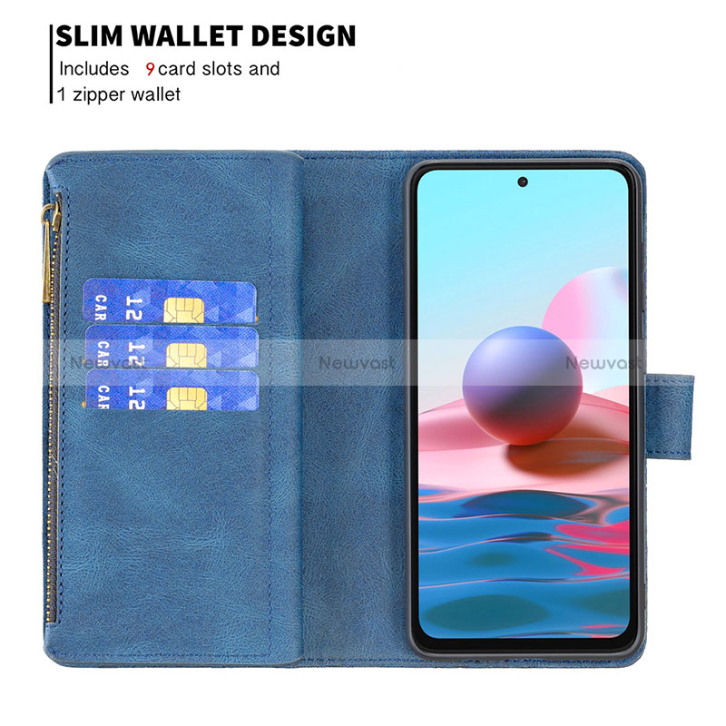 Leather Case Stands Butterfly Flip Cover Holder B02F for Xiaomi Redmi Note 10 4G