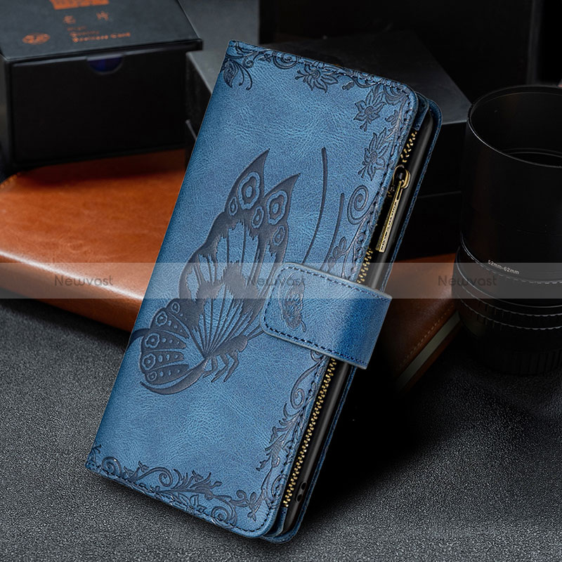 Leather Case Stands Butterfly Flip Cover Holder B02F for Xiaomi Redmi Note 10 4G