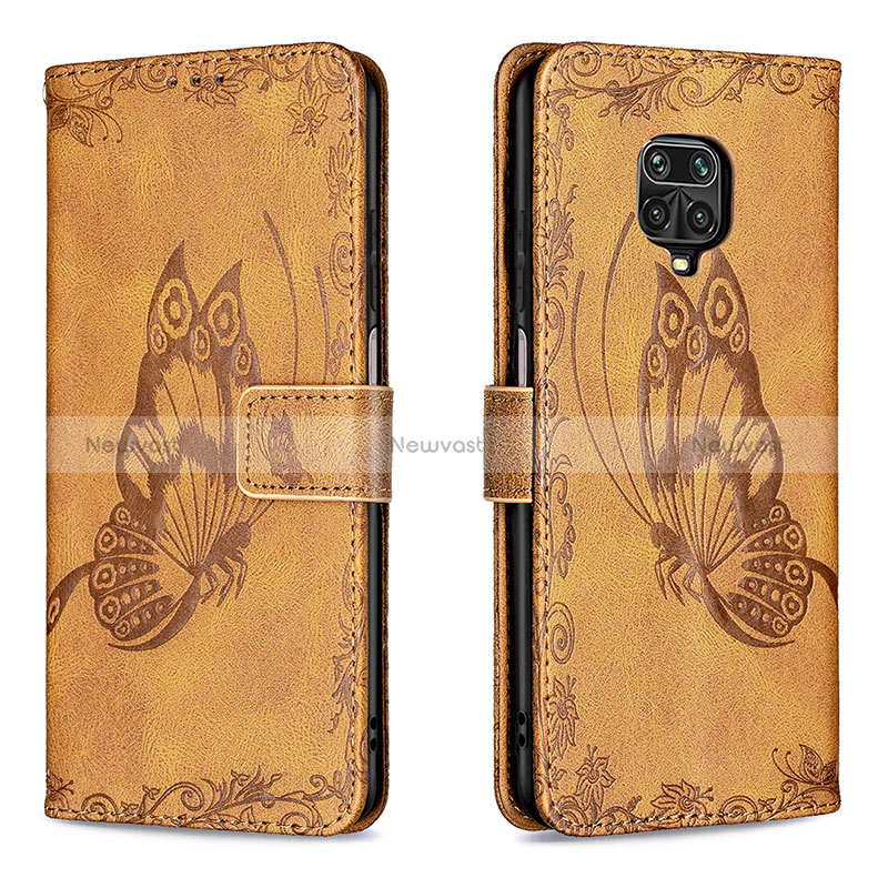 Leather Case Stands Butterfly Flip Cover Holder B02F for Xiaomi Redmi Note 9 Pro Max