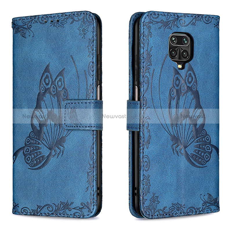 Leather Case Stands Butterfly Flip Cover Holder B02F for Xiaomi Redmi Note 9 Pro Max