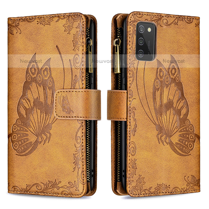 Leather Case Stands Butterfly Flip Cover Holder B03F for Samsung Galaxy A02s