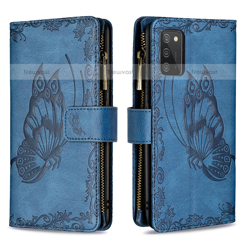 Leather Case Stands Butterfly Flip Cover Holder B03F for Samsung Galaxy A02s