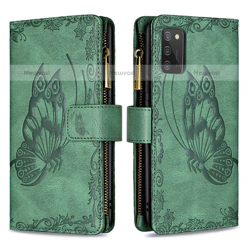 Leather Case Stands Butterfly Flip Cover Holder B03F for Samsung Galaxy A02s