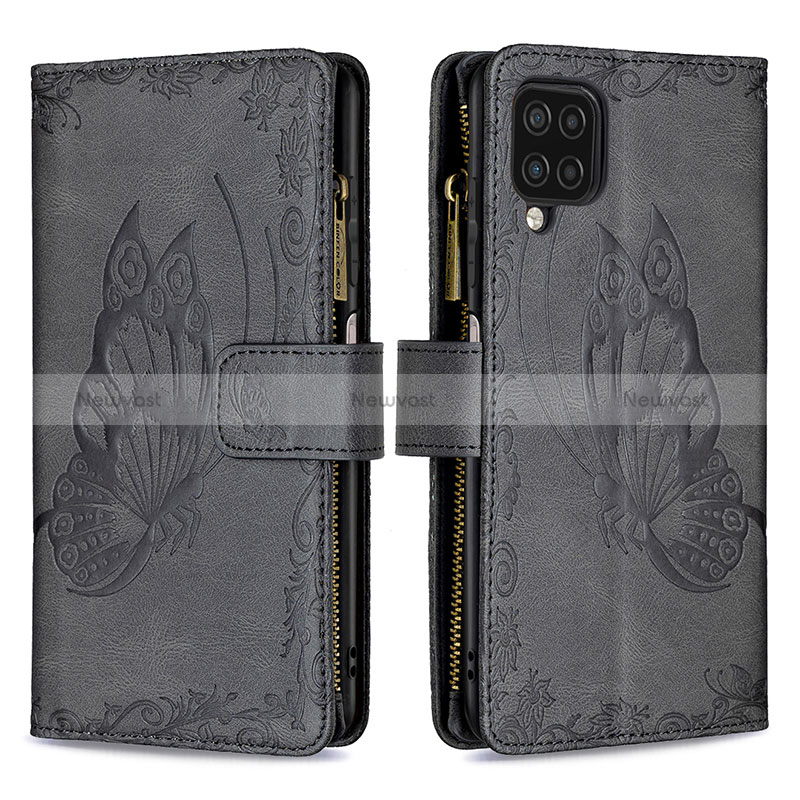 Leather Case Stands Butterfly Flip Cover Holder B03F for Samsung Galaxy A12 Nacho