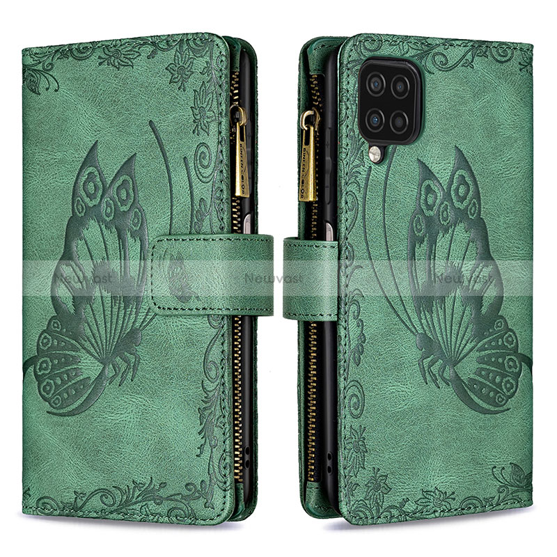 Leather Case Stands Butterfly Flip Cover Holder B03F for Samsung Galaxy A12 Nacho