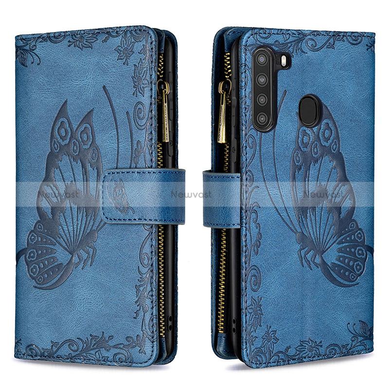 Leather Case Stands Butterfly Flip Cover Holder B03F for Samsung Galaxy A21