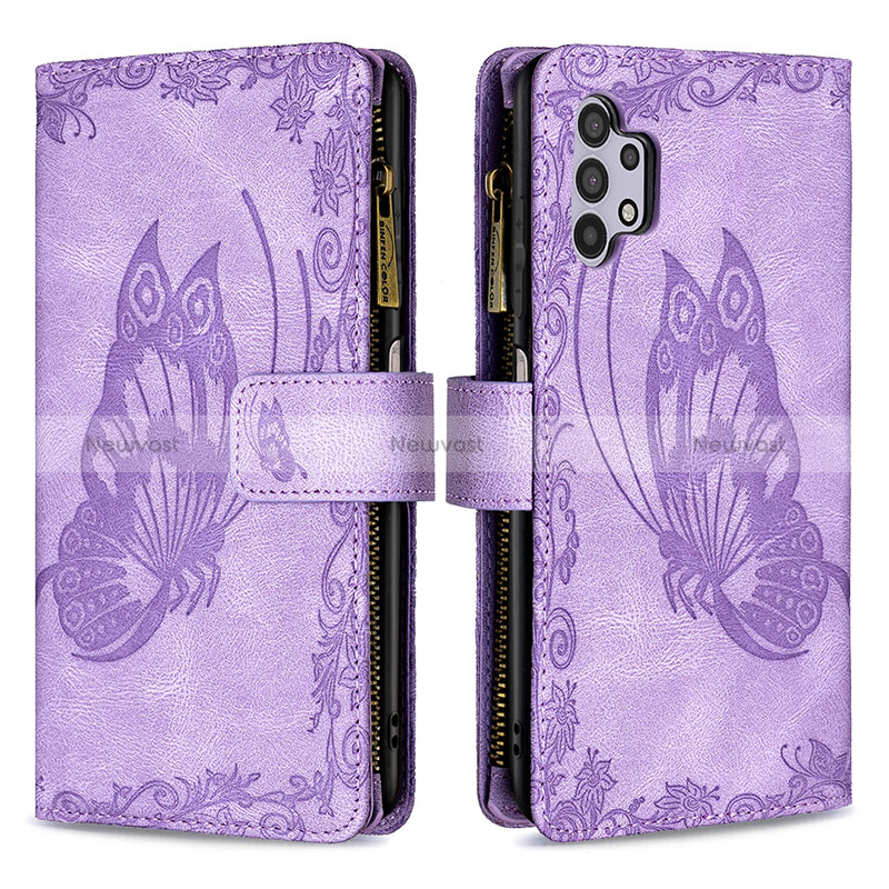 Leather Case Stands Butterfly Flip Cover Holder B03F for Samsung Galaxy A32 4G