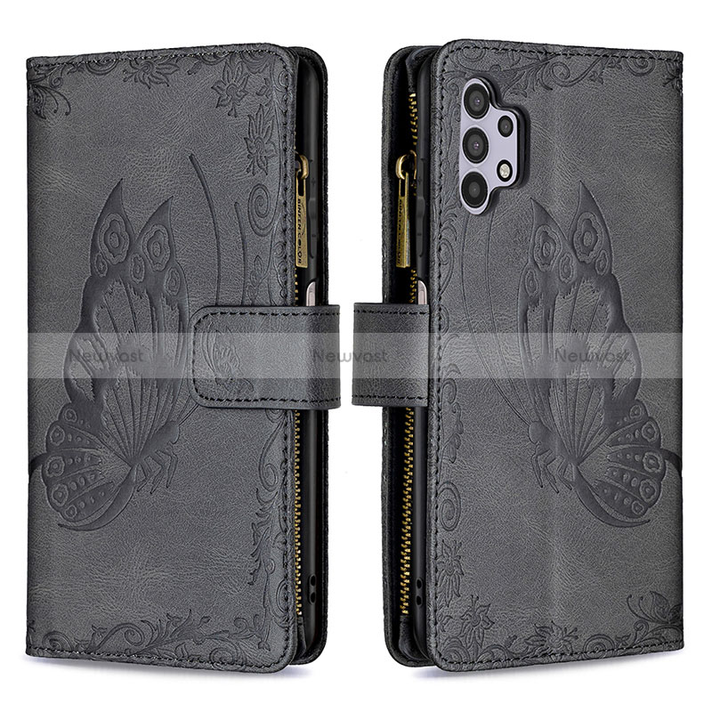 Leather Case Stands Butterfly Flip Cover Holder B03F for Samsung Galaxy A32 4G