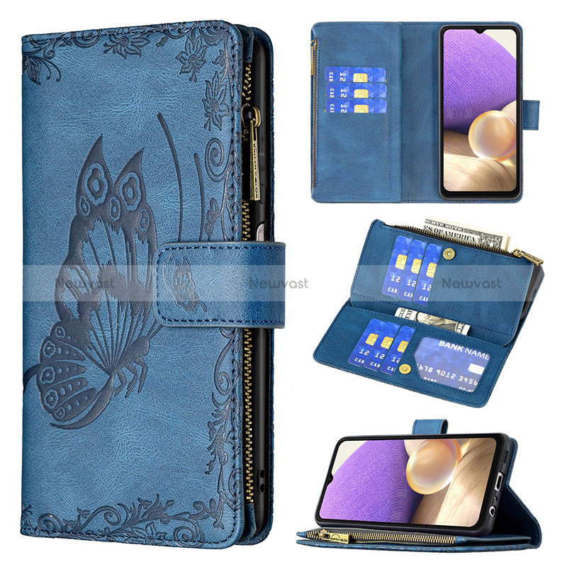 Leather Case Stands Butterfly Flip Cover Holder B03F for Samsung Galaxy A32 5G