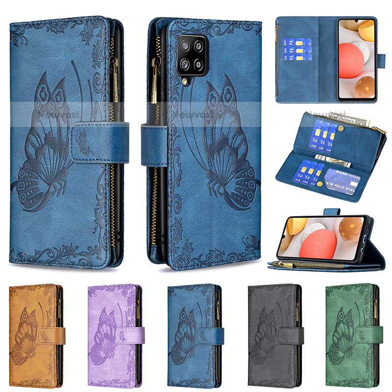 Leather Case Stands Butterfly Flip Cover Holder B03F for Samsung Galaxy A42 5G