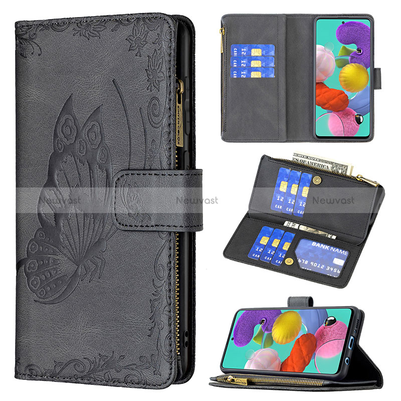 Leather Case Stands Butterfly Flip Cover Holder B03F for Samsung Galaxy A51 5G