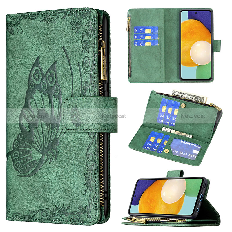 Leather Case Stands Butterfly Flip Cover Holder B03F for Samsung Galaxy A52 5G