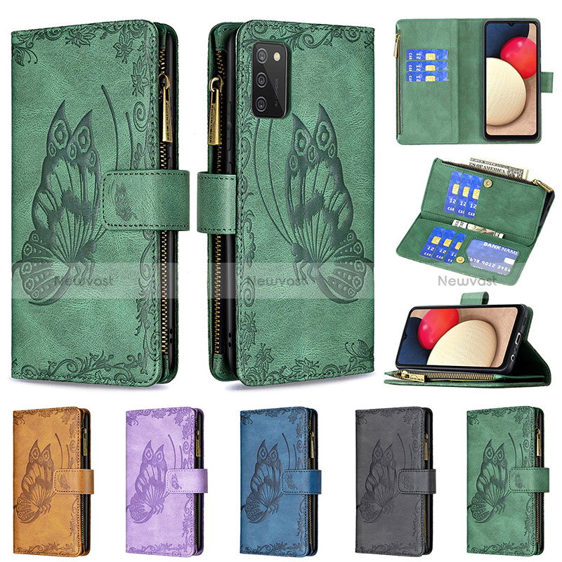 Leather Case Stands Butterfly Flip Cover Holder B03F for Samsung Galaxy F02S SM-E025F