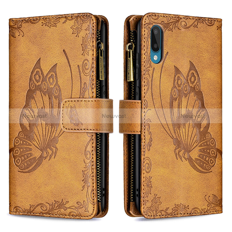 Leather Case Stands Butterfly Flip Cover Holder B03F for Samsung Galaxy M02