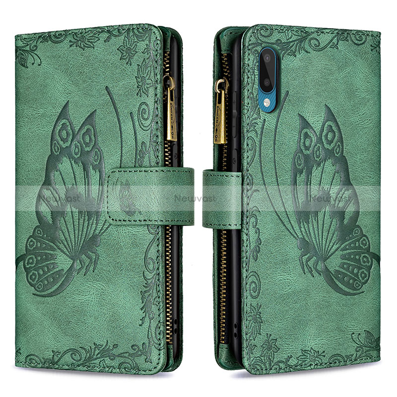 Leather Case Stands Butterfly Flip Cover Holder B03F for Samsung Galaxy M02