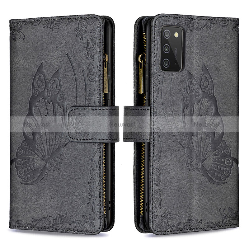 Leather Case Stands Butterfly Flip Cover Holder B03F for Samsung Galaxy M02s